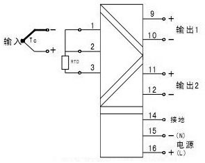 單路熱電偶/熱電阻輸入，雙路輸出（一進二出）