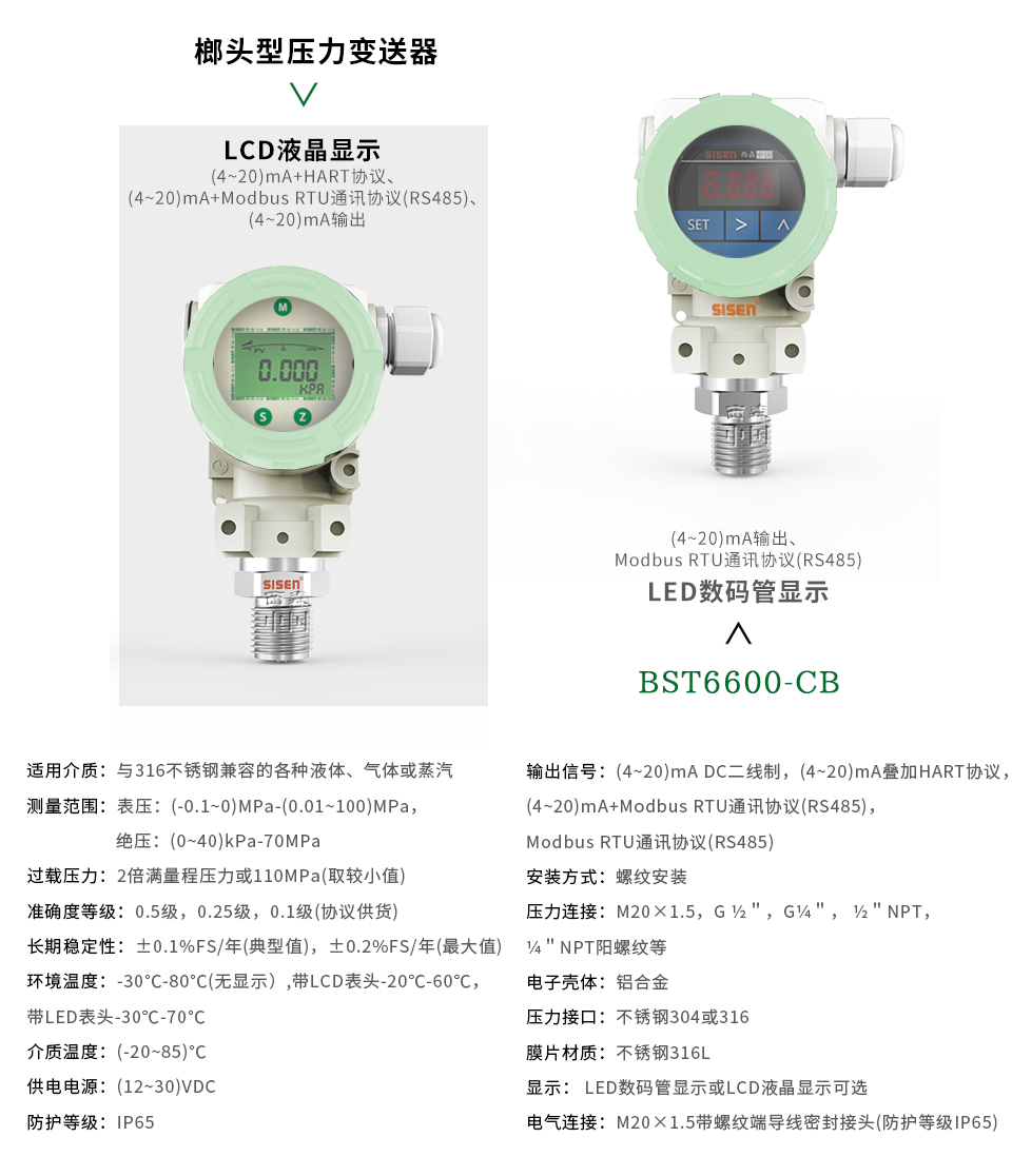 西森BST6600-CB 2088擴散硅壓力變送器