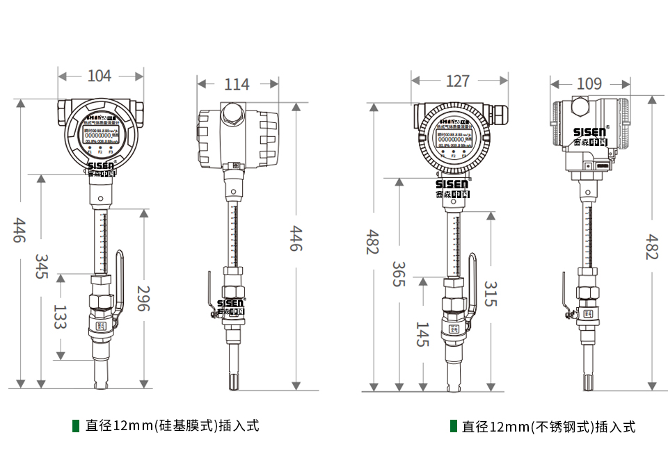 插入式熱式氣體質量流量計尺寸圖